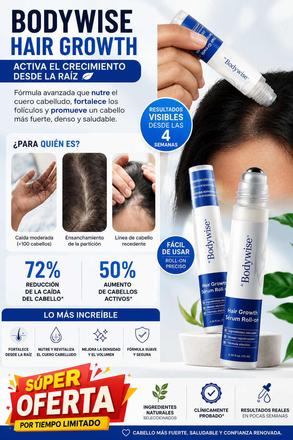 🌿 Bodywise Hair Growth 10ml | Fórmula Crecimiento Capilar