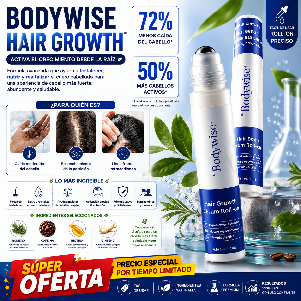 🌿 Bodywise Hair Growth 10ml | Fórmula Crecimiento Capilar