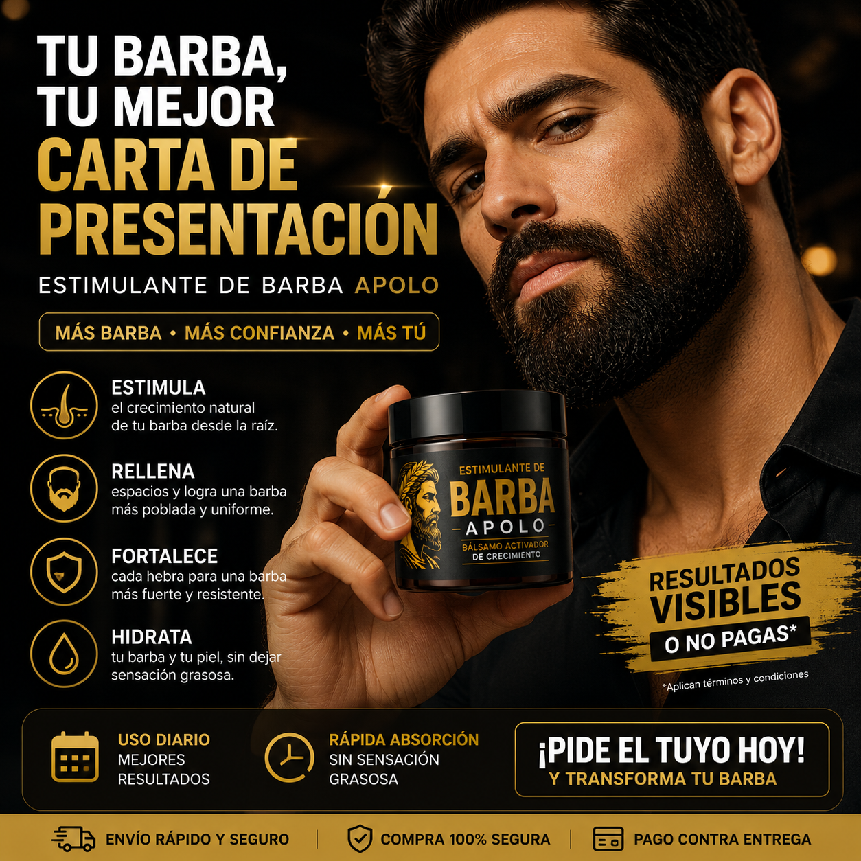 ESTIMULANTE DE BARBA APOLO | 💪 Más Barba, Más Presencia, Más Confianza