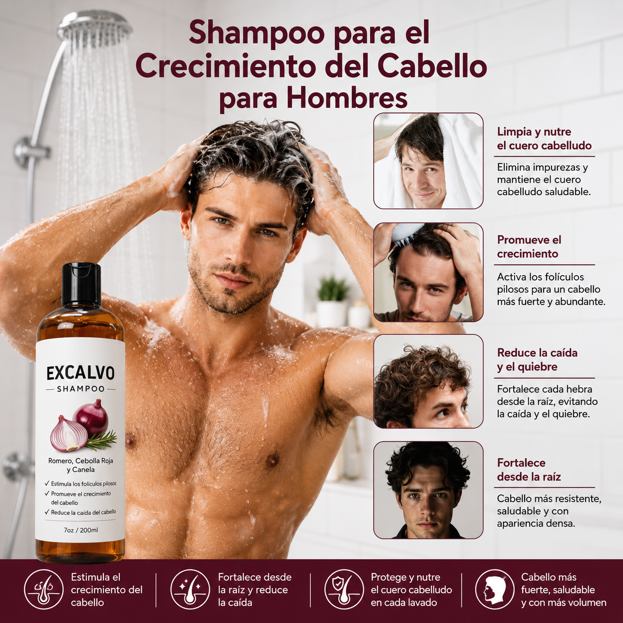 🔥 EXCALVO SHAMPOO  – El Renacer de tu Cabello 💆‍♂️🌿