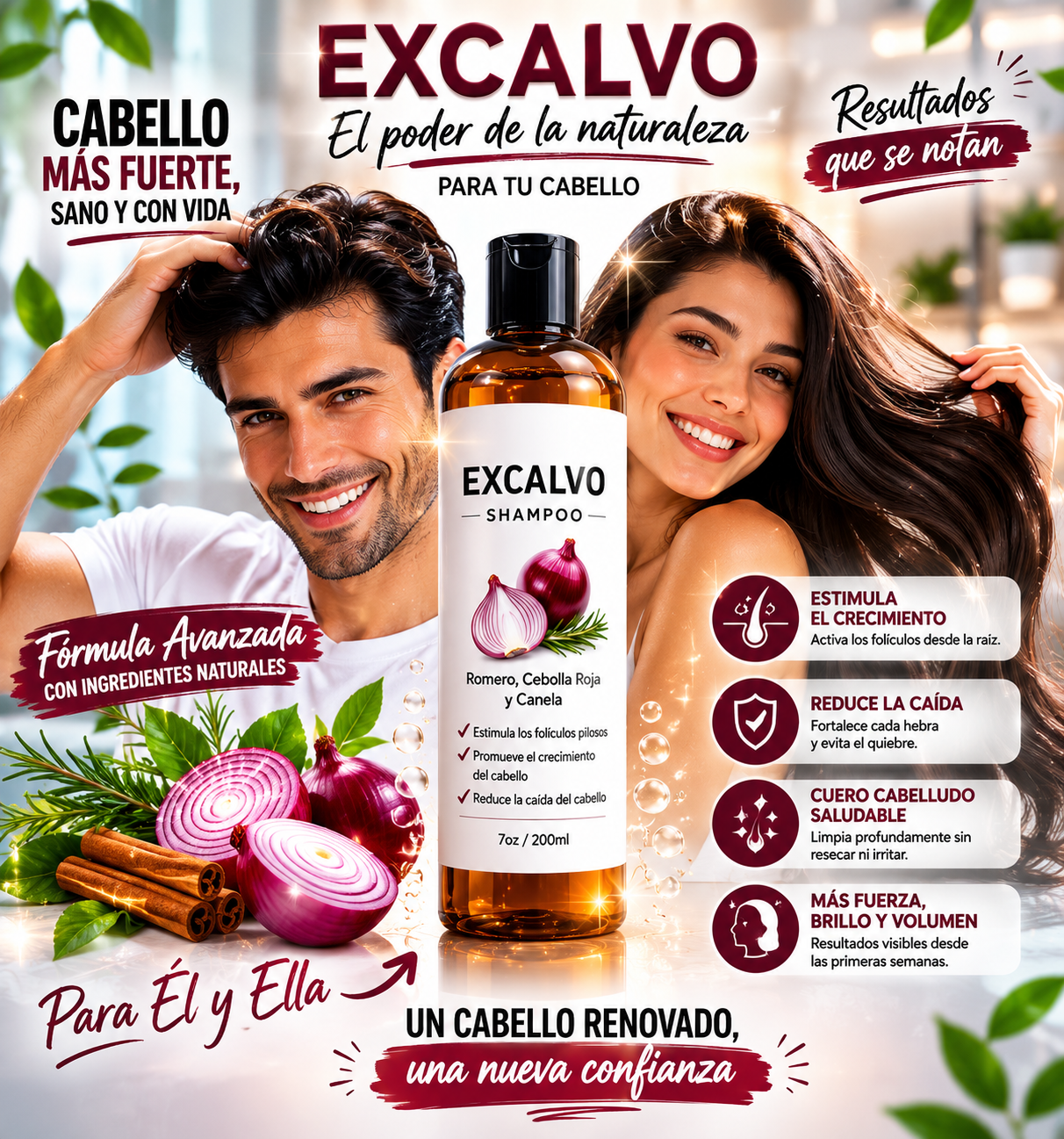 🔥 EXCALVO SHAMPOO  – El Renacer de tu Cabello 💆‍♂️🌿