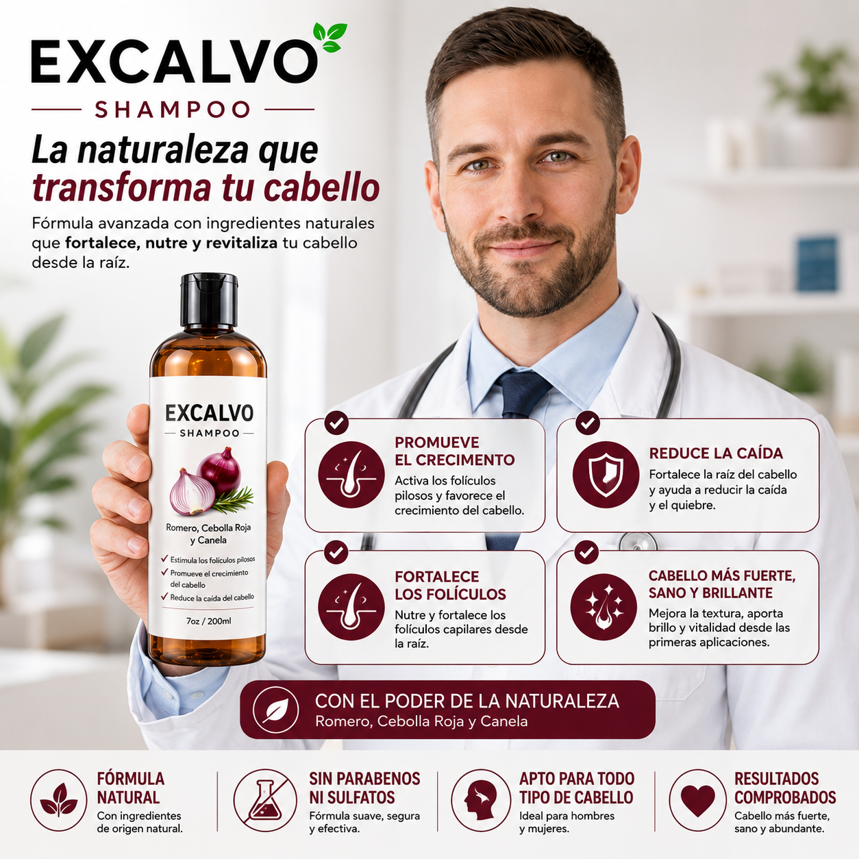 🔥 EXCALVO SHAMPOO  – El Renacer de tu Cabello 💆‍♂️🌿