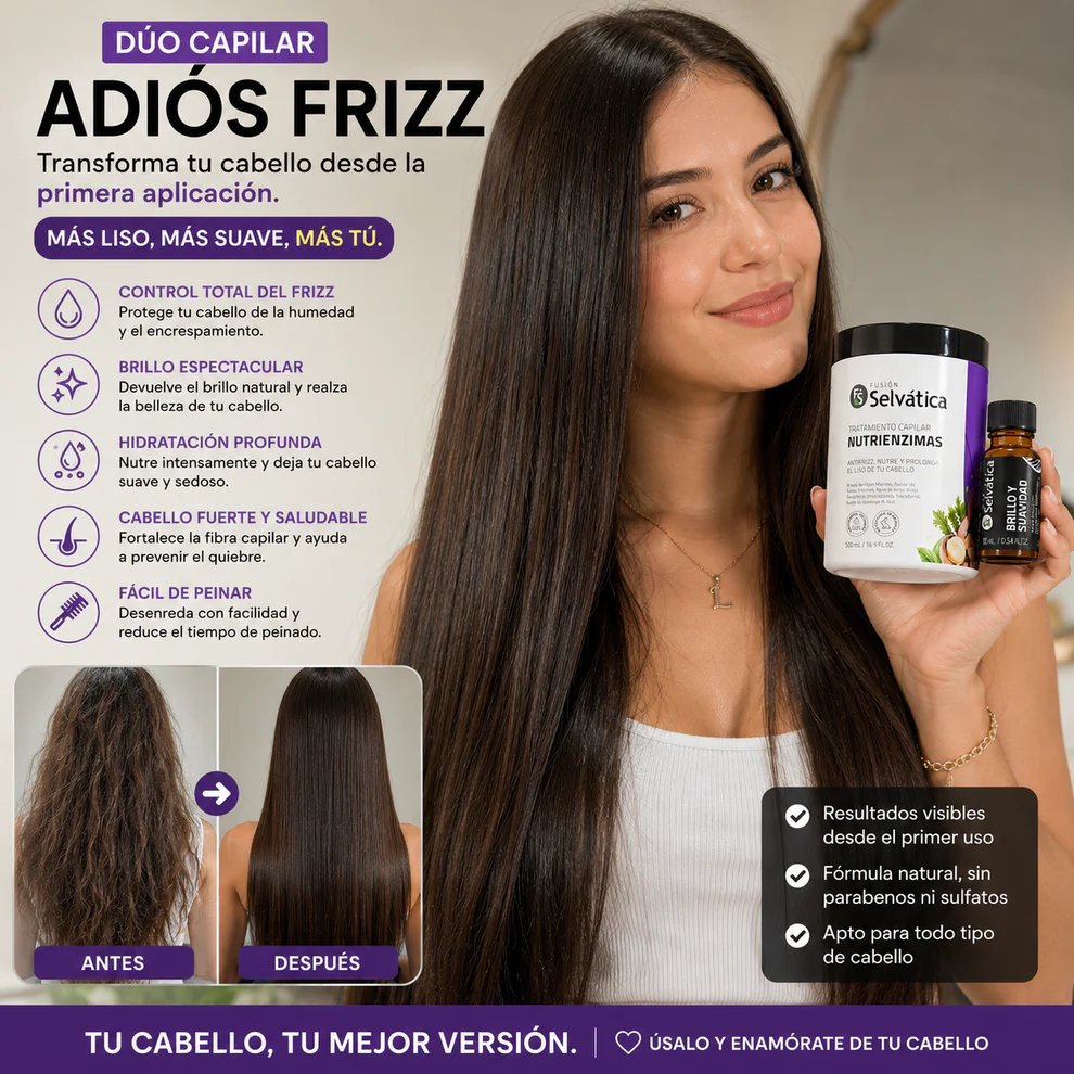 ⭐ Adiós Frizz Pro | Cabello Liso, Suave y Brillante 300 ML